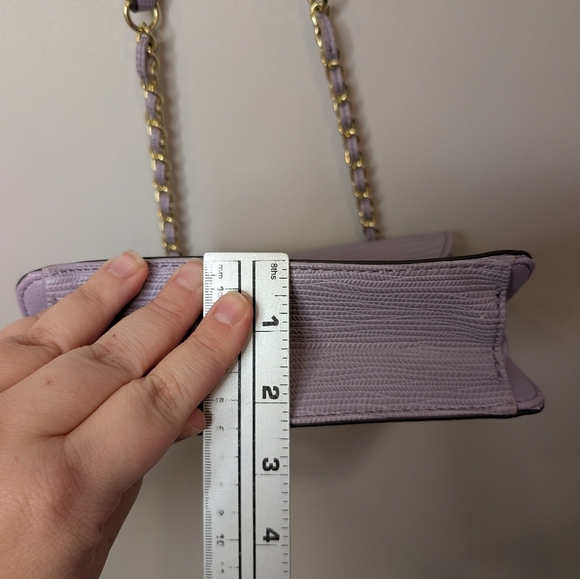 Anne Klein Lavender Textured Crossbody Bag Gold Chain Medallion - Picture 14 of 14